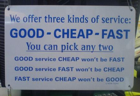 Cost quality speed of seo services