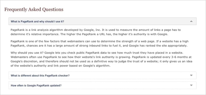 A Frequently Asked Questions Area