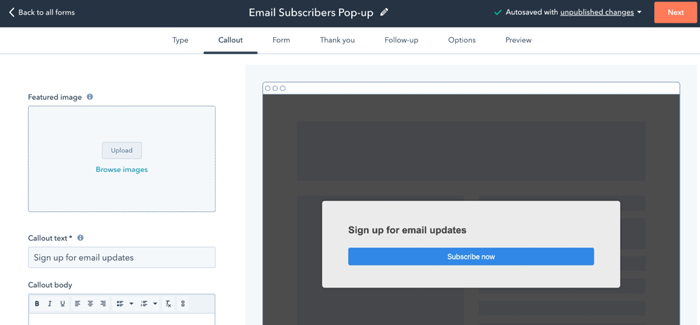 HubSpot pop-ups