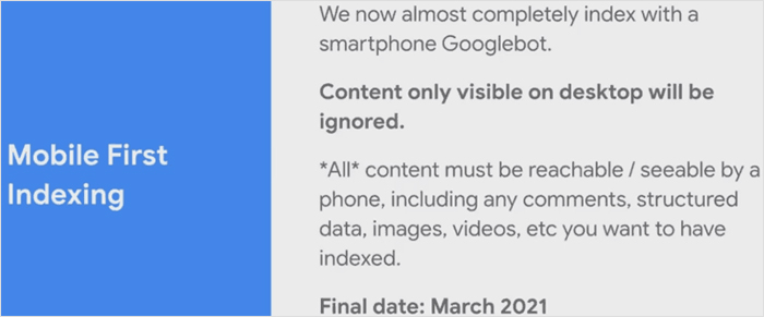 What does Google say about mobile-first indexing