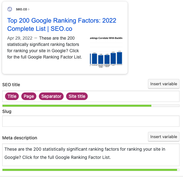 meta description as a ranking factor in google