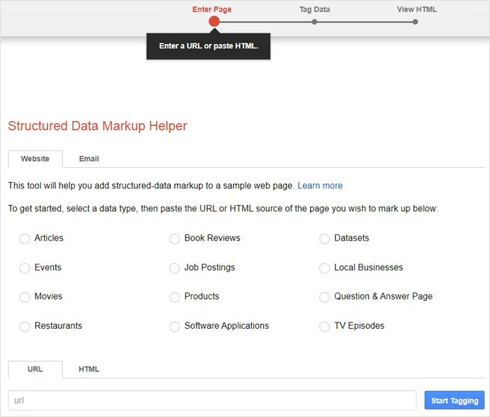Googles Structured Data Markup Helper