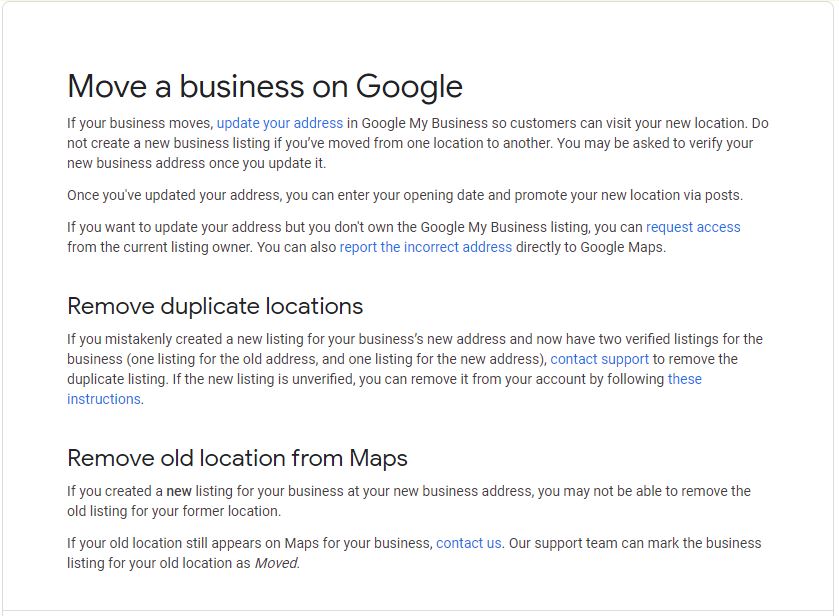 Moving a business on google local seo