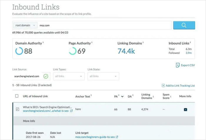 Moz Link Explorer
