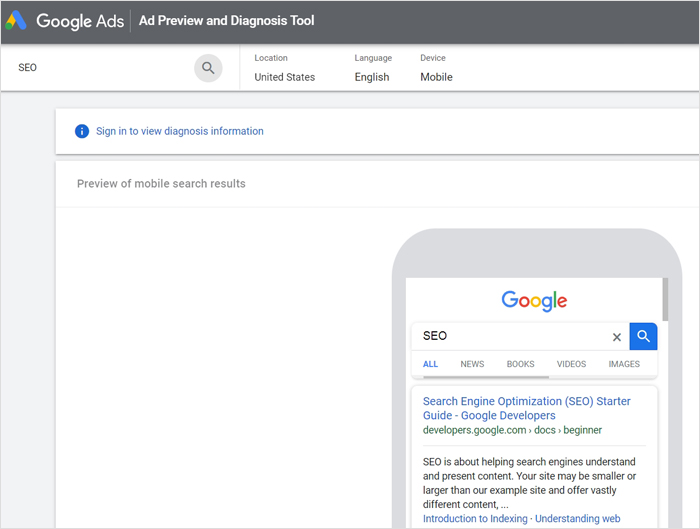 Google AdPreview Tool