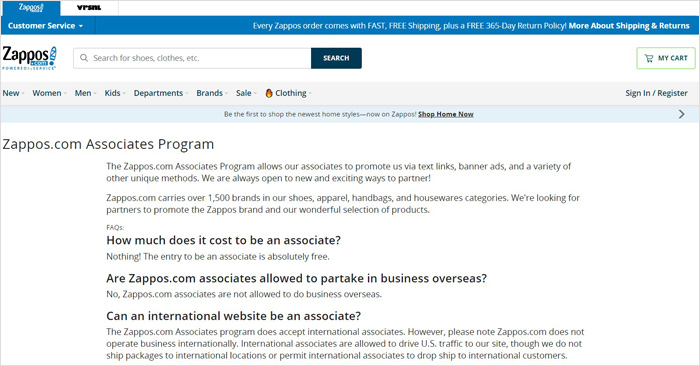 Zappos Affiliate Program